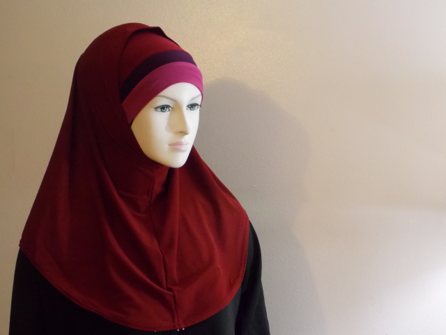  Redish Triple Band undersacrf 2 piece hijab 7